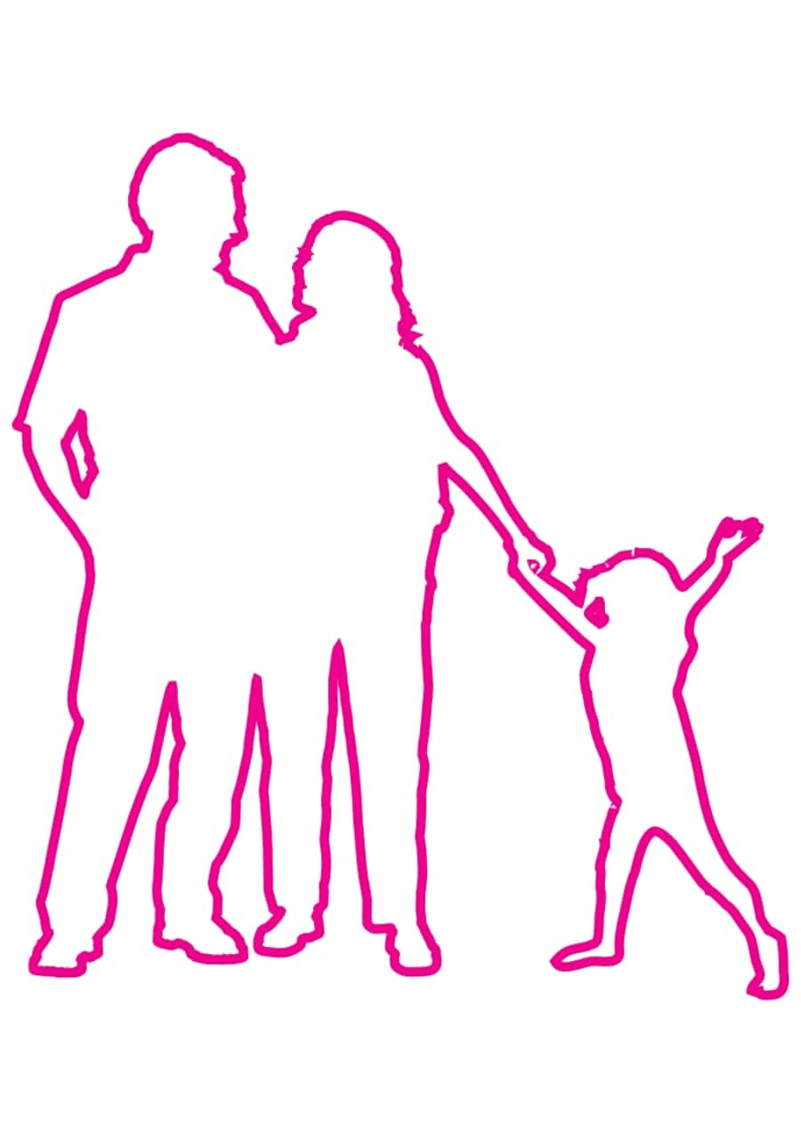 Husband Wife And Kid Family Silhouette Kids Tracing Shape Free Vectors